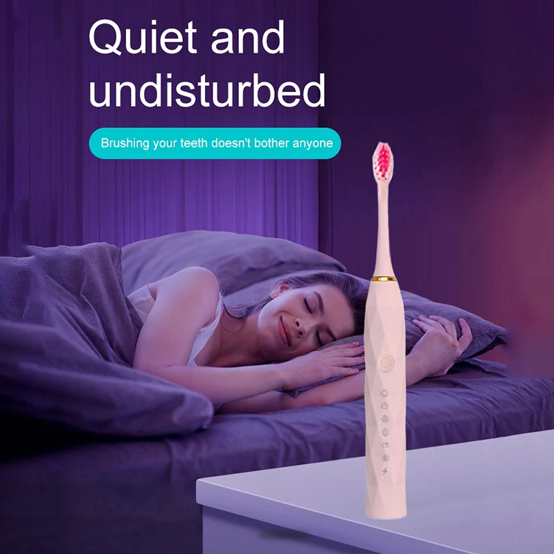Звуковая электрическая зубная щетка, водонепроницаемая перезаряжаемая электрическая зубная щетка с 8 мягкими насадками, умная зубная щетка для чистки зубов