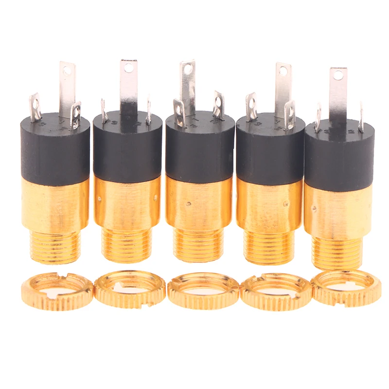 5Pieces PJ392 Stereo Female Socket Jack With Screw Connector Gold Plating 3.5mm Stereo Headphone Audio Video Jack Socket Plugs