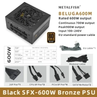 METALFISH SFX 80Plus bronce 500/600W PSU fuente de alimentación negra Modular completo para Mini chasis ITX caja de ordenador pequeña entrada de 100/240V