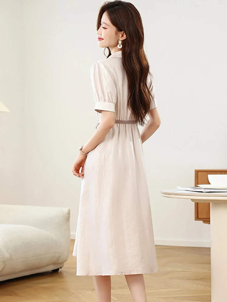 المرأة الصلبة قصيرة الأكمام بولو طوق قميص فستان الصيف أنيقة ضمادة Bodycon مكتب سيدة فستان 2025 الكورية أنيقة فستان حفلة موسيقية