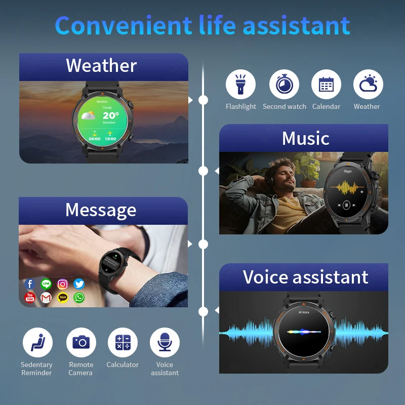 ساعة ذكية مقاومة للماء للرجال ، مكالمة بلوتوث ، جهاز تعقب رياضي ، جهاز مراقبة صحة النوم ، شاشة AMOLED ، جديدة ،