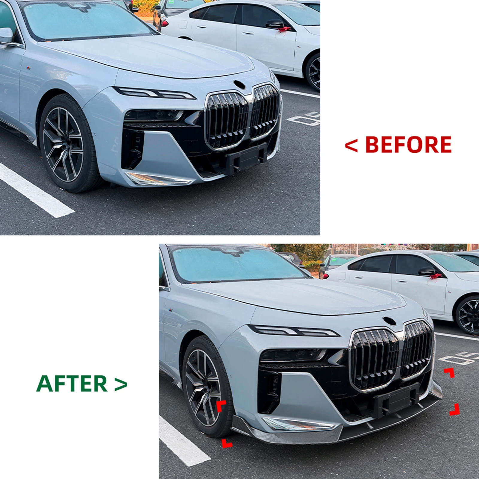 

Car Front Bumper Spoiler Lip Lower Splitter Guard For BMW 7 Series i7 G70 G73 M Sport 2023 Black/Carbon Fiber Look Auto Body Kit
