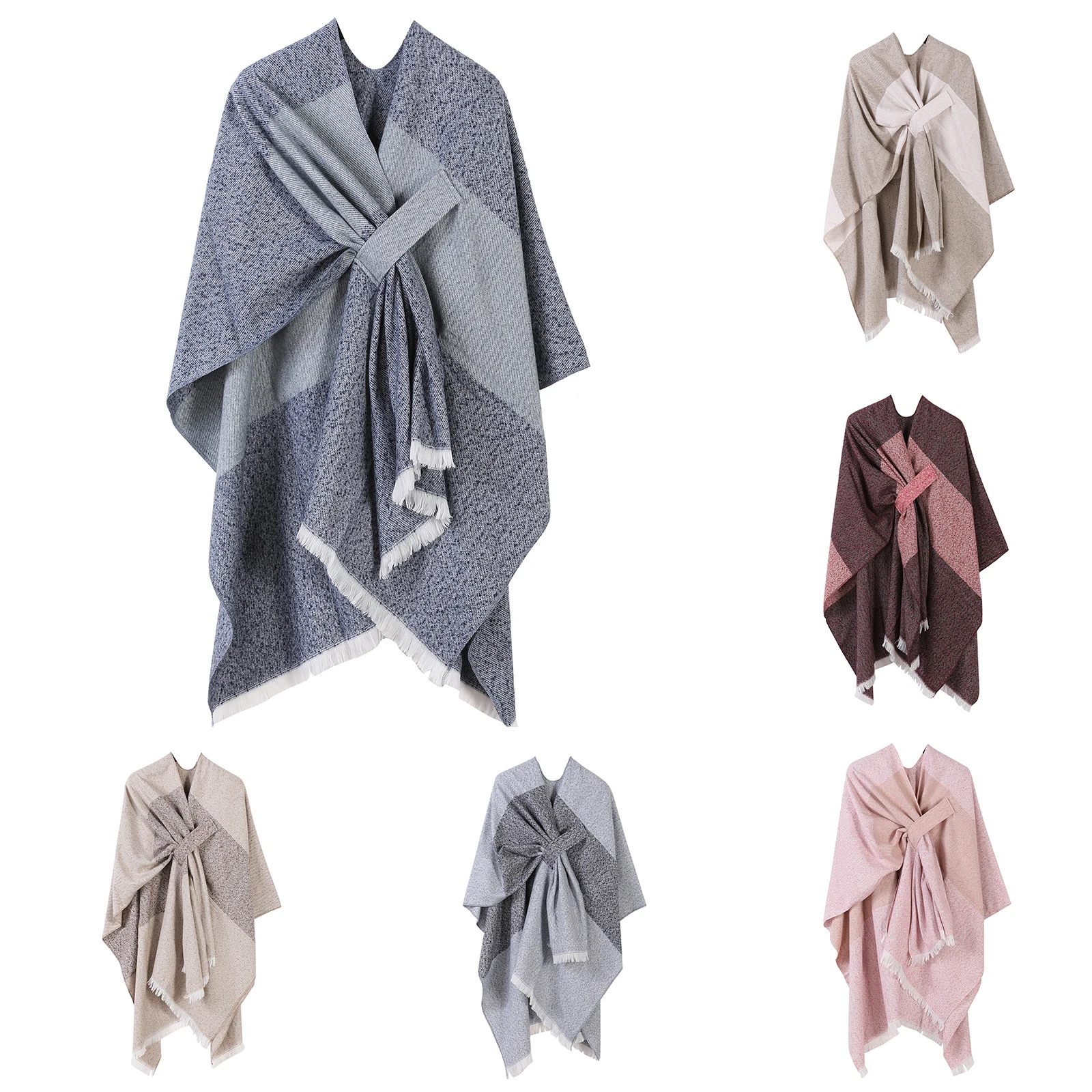 

New Ladies Knitted Shawl Winter Women Fashion Grid Scarf Imitation Cashmere Cloak Clothing Accessories Festival Gift