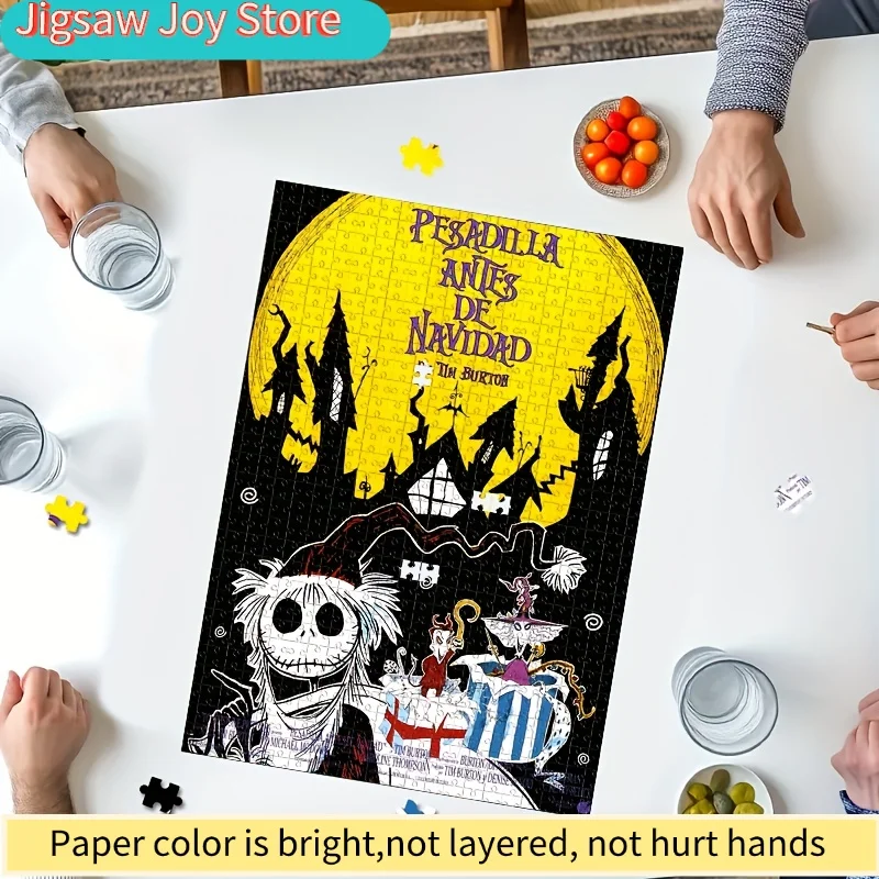 1000pcs Puzzle Featuring Cartoon Characters from "The Nightmare Before Christmas" with Jack And Sally, The Moon, Zero, Zombie