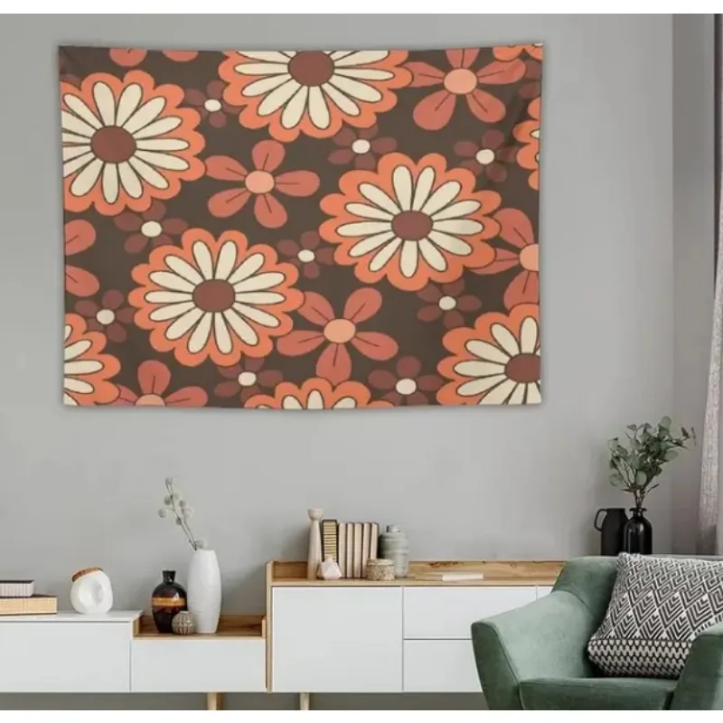 วินเทจแฟชั่นดอกไม้พรมแขวนผนังเหมาะสำหรับห้องนั่งเล่นห้องนอนหอพักตกแต่งตกแต่งบ้าน