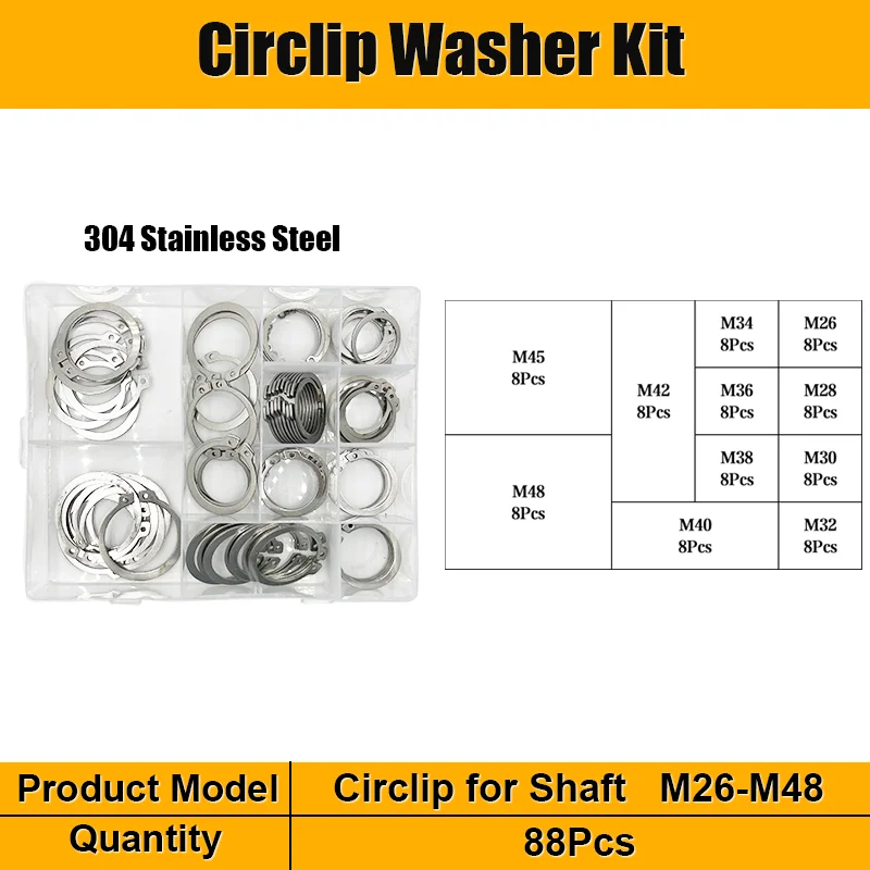 Externe Sicherungsringe C-Clips Unterlegscheiben Sicherungsringe Interne Sicherungsringe aus Edelstahl und Kohlenstoffstahl M3-M48 für Wellen – Detail 9