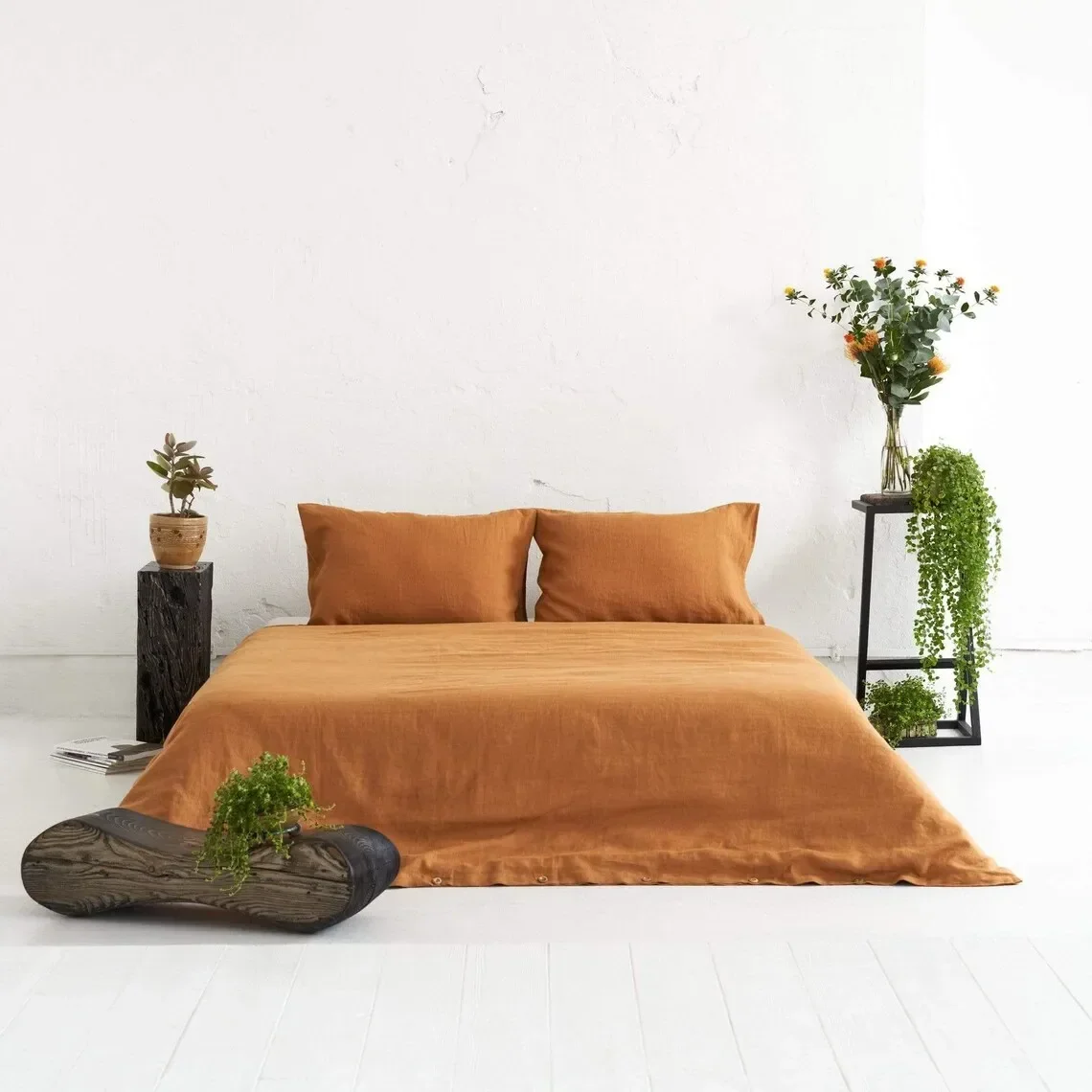 

Soft Caramel 100% Pure Linen Bedding Set Healthy Duvet Cover And Pillowcace Queen King Adult Bed Linen Set 220x240 Quilt Cover