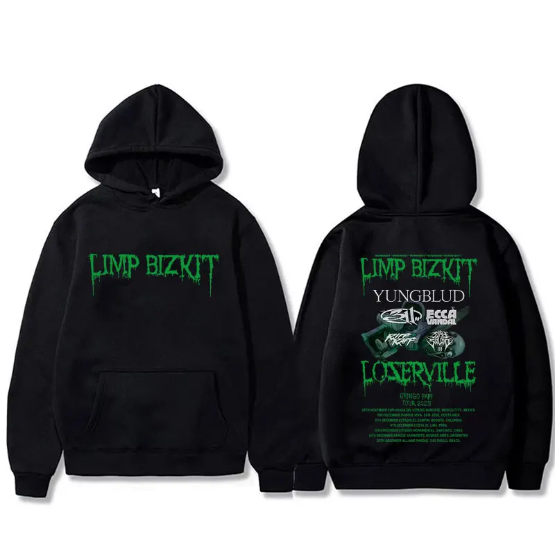 

Rock Band Limp Bizkit Loserville Tour 2025 Hoodie Men Women Casual Oversized Streetwear Male Vintage Fleece Cotton Sweatshirt