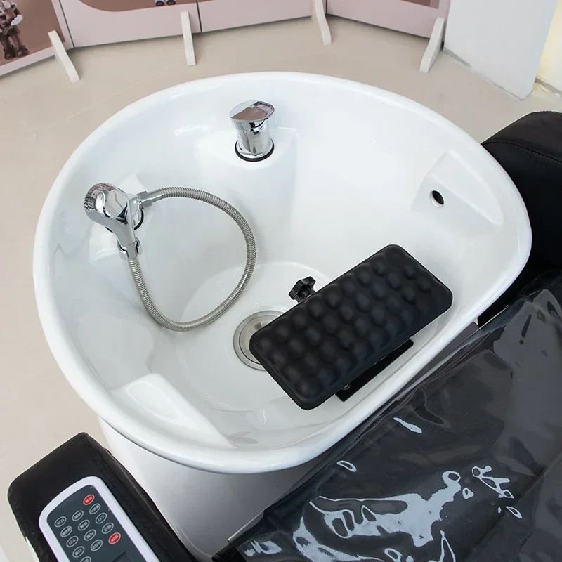 2026 BoJue Portable Automatic Massage Shampoo Chair Beauty Salon 4D Full Body Massage Hair Washing Bed Ceramic Head Basin Shampo