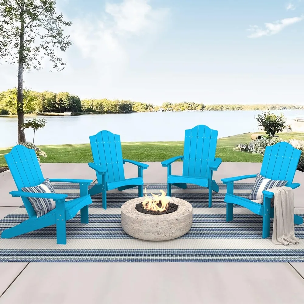 

Набор стульев Adirondack из 4 шт., ярко-синий полиэтиленовый стул Adirondack, современные пластиковые стулья Adirondack Fire Pit, устойчивые к атмосферным воздействиям для