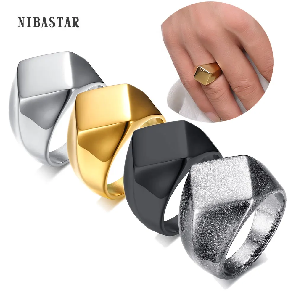 New simple geometric stainless steel men ring can be matched with rhombus man domineering ring engagement jewelry party gift