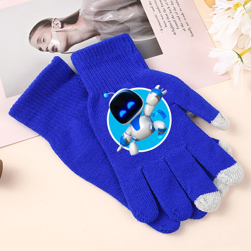 Astro Bot Boys Gloves Cute Cartoon Game Figure Printed Knitted Gloved Kids Winter Warm Accessories Children Christmas Gifts