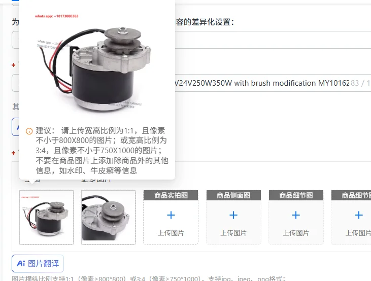 Electric vehicle deceleration motor 12V24V250W350W with brush modification MY1016Z2