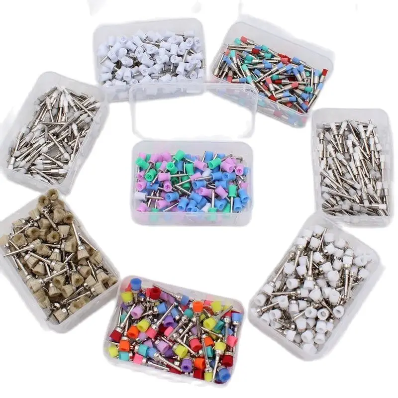 100 pz Spazzole per profilassi dentale Lucidatore Lucidatore Tipo di chiusura usa e getta Placcatura di colore misto utilizzata per la rimozione delle macchie e lo smalto