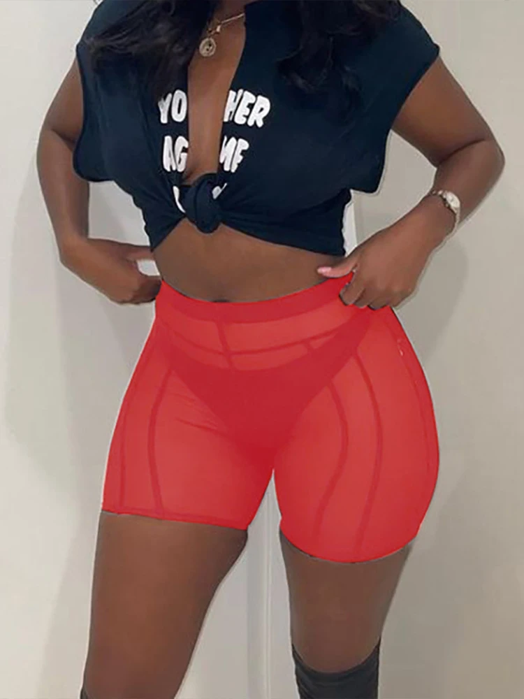 2024 Fittness Shorts 7 Colors Fashion Casual High-waist Slim Fit Striped Transparent All-match Sporty Beach Street Daily Bottoms