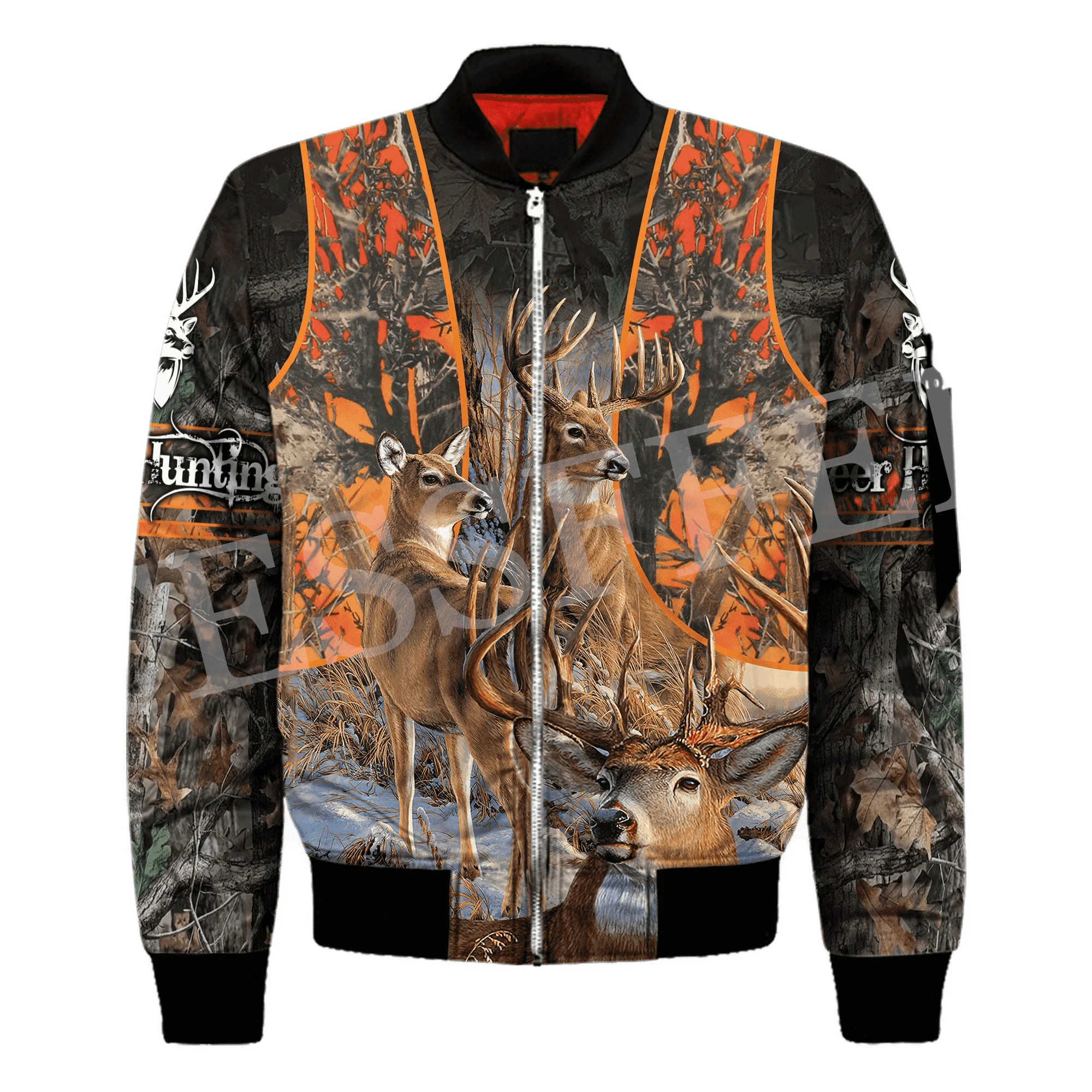 

Custom Name Deer Hunting Animal Hunter Camo Cosplay Retro 3DPrint Casual Harajuku Sportswear Windbreaker Winter Bomber Jacket X2