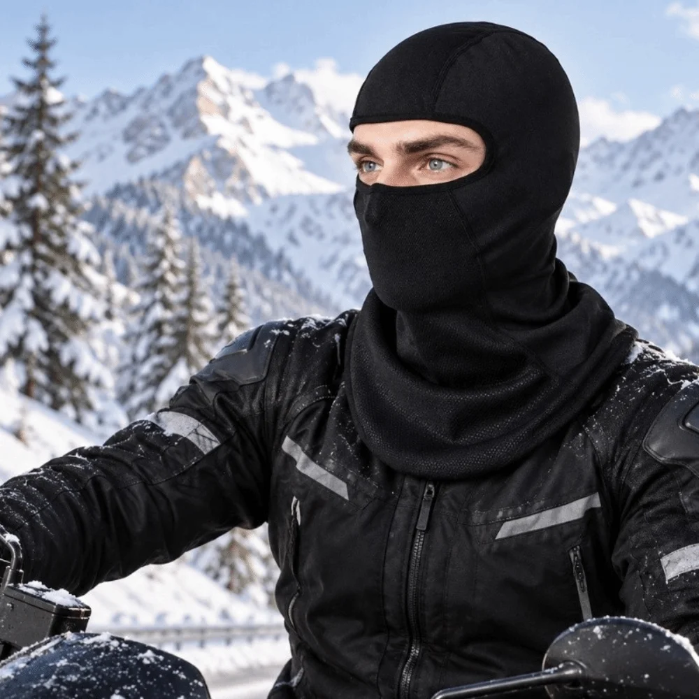 Winter-Balaclava-Maske mit warmem Futter, aus dickem Stoff, mit verlängertem Kragen, als Fahrradhelm-Innenfutter, staubdicht, atmungsaktiv – Detail 8