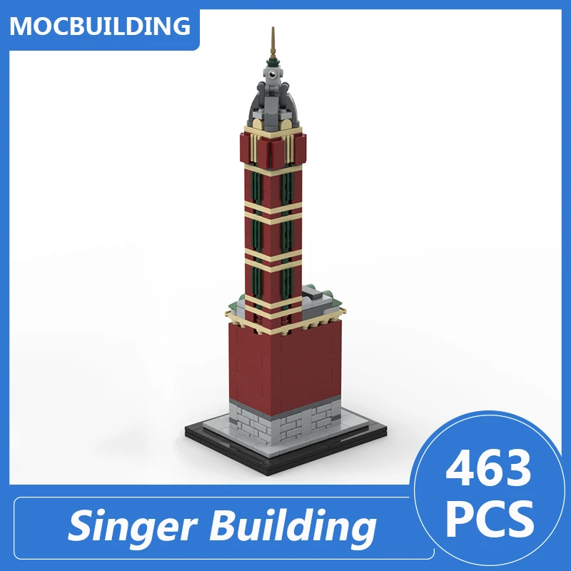 Singer Building 1:800 Scale Model Moc Blocks Diy Assemble Bricks Architecture Educational Creative Collection Toys Gifts 463PCS