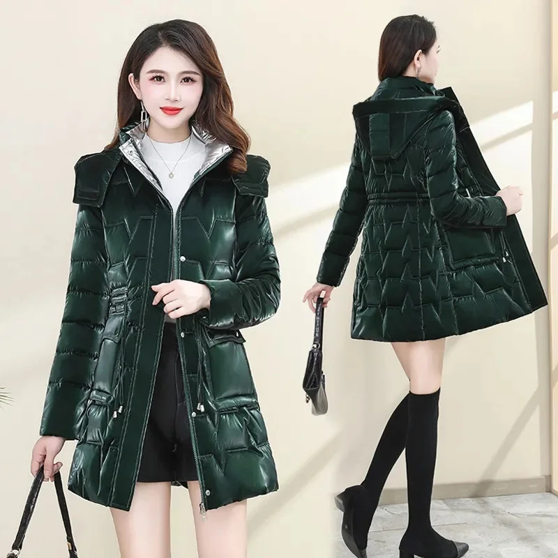 6XL Down Cotton Coat Women 2023 Korean Cotton Coat For Women Winter Thick Warm Long Thick Colorful Outwear Hooded Coat Lace-Up