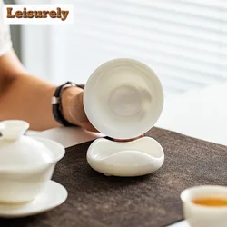 Dehua Sheep Fat Jade White Porcelain Tea Infusor Luxury Tea Rack Tea Strainer Household Tea Soaking Tea Filter Tea Services Gift