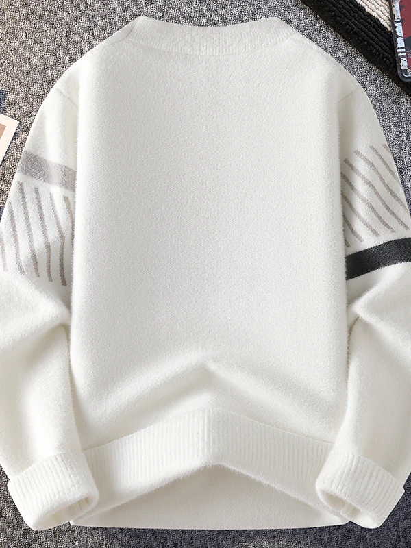 

Мужской шерстяной вязаный свитер Thiened с водяным кроличьим мехом и высоким воротником, повседневная одежда с длинным светом, внутренняя одежда на осень-зиму