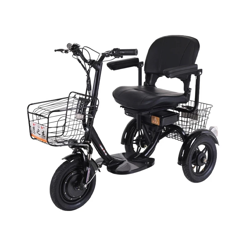 3 Wheel Motorcycle Electric Tricycle Elderly 300W 48V Electric Scooter For Disabled 12 Inch e Scooter With 2 Basket Armrest Seat