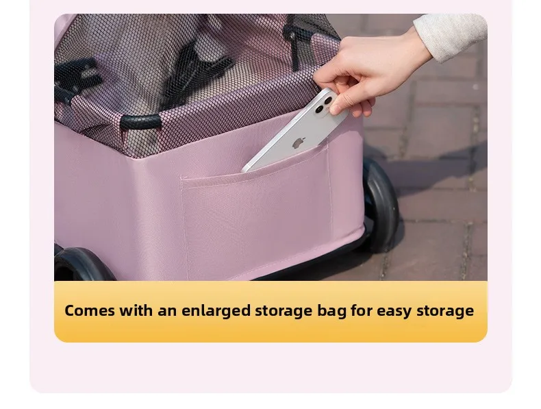 carrinho pet Luxury 4-Wheel Foldable Dog Cat Travel Stroller Foldable Lightweight Cross-Border Made From Mesh for Camping