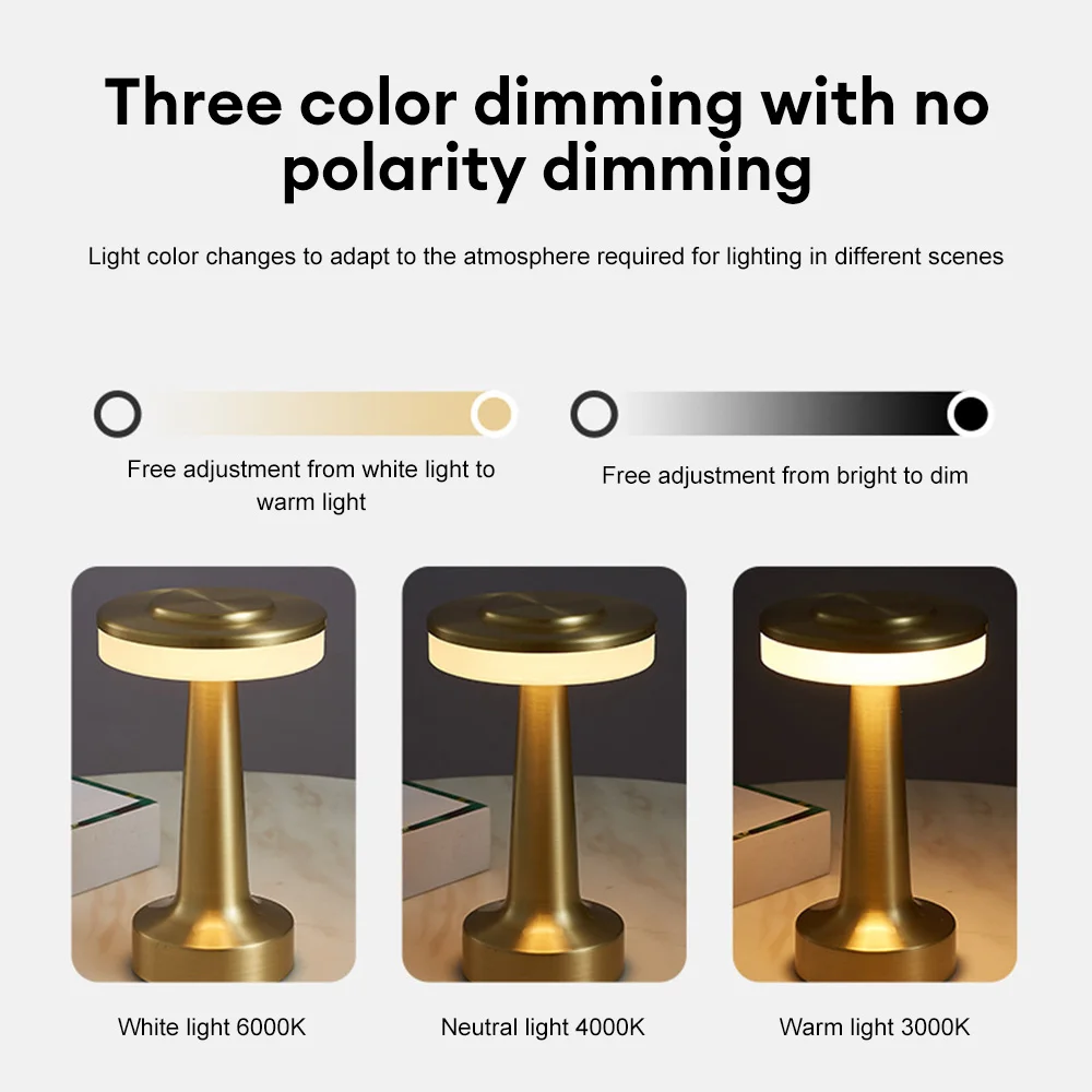 Lámpara de mesa Led Retro recargable por Usb, luz nocturna infinitamente regulable, luz de Camping adecuada para Bar, lámpara de dormitorio, luz de decoración