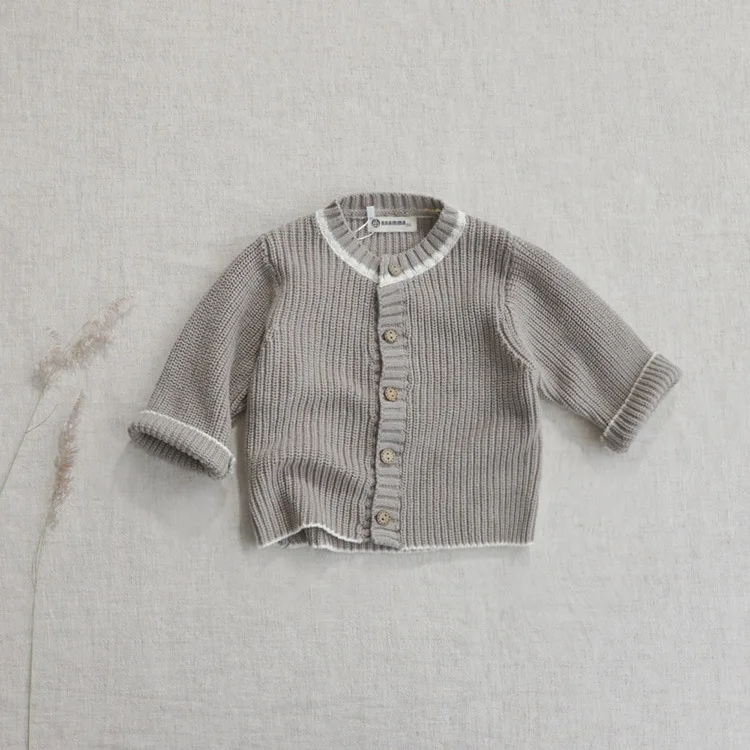 0-24m Infant Girls Simple Knitted Tender Cardigan Newborn Baby Soft Sling Knitwear Bodysuit Fashion Cute Solid Rabbit Ear Cap