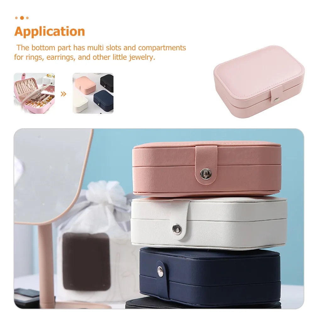 

Luxury PU Jewelry Box Travel Size Organizer for Rings Earrings Necklaces Bracelets Flannel Interior Multi Compartment