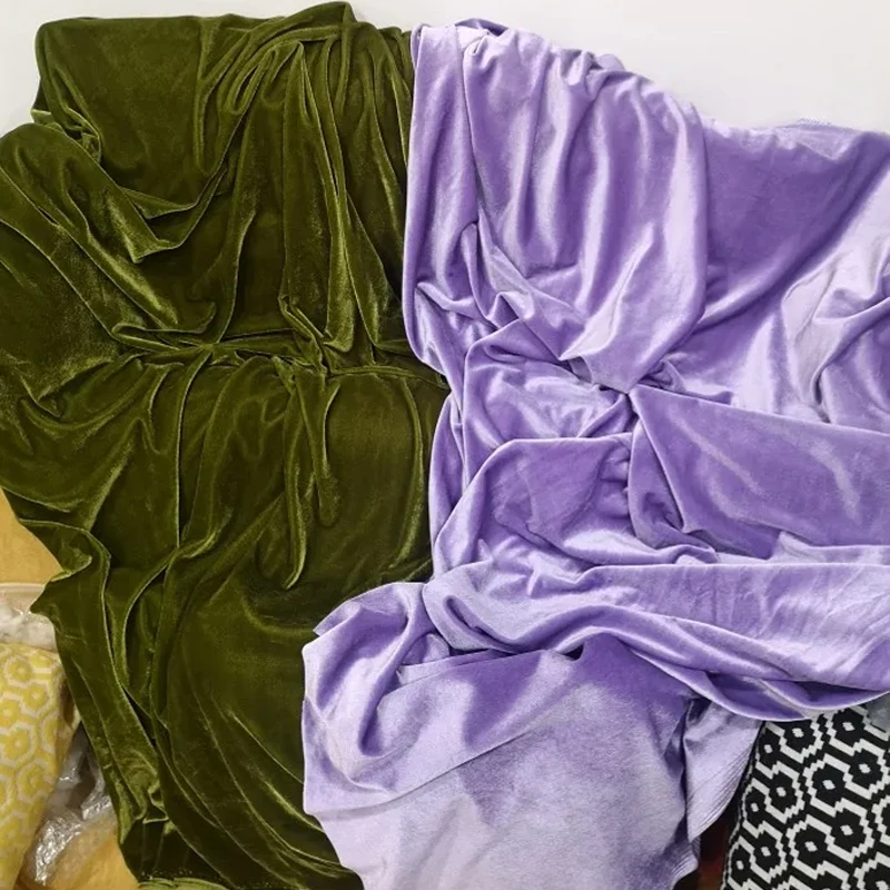 Olive Green Velvet Fabric for Formal Dress Backdrops Wedding Party Decoration Curtain Cloth Drap Handmade DIY Sewing Material