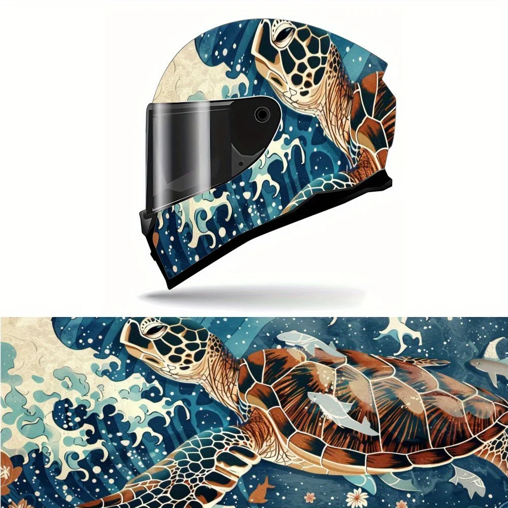 

Animals Turtles Swimming in The Blue Ocean Full Face Vinyl Motorcycle Helmet Decorative Sticker Waterproof Self-adhesive Gift fo