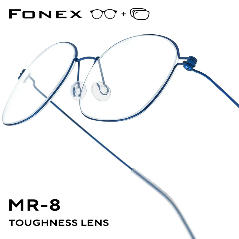 FONEX Progressive Prescription Glasses Custom Photochromic Myopia Optical Lens Eyewear Men Square Eyeglasses Titanium Frame 7513