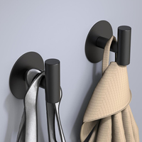 Matte Black Adhesive Wall Hooks Bathroom Towel Hook Living Room Door Back Keys Clothes Caps Hanger Robe Hook Storage Accessories