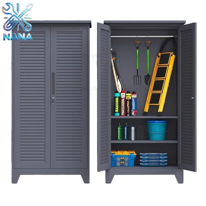 Garden tool storage cabinet Balcony Steel louver door storage cabinet Villa courtyard Waterproof and sunscreen storage locker