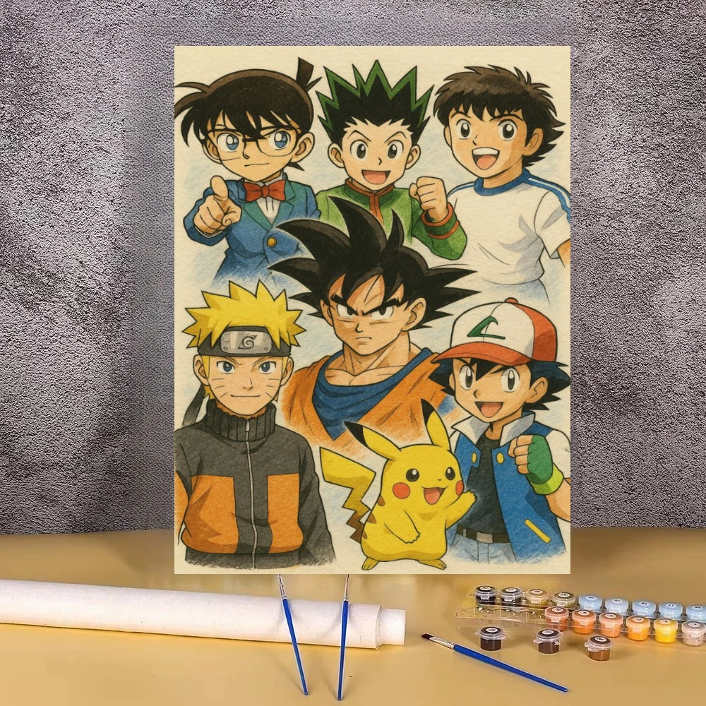 Anime Detective Conan Characters Naruto Oil Painting Paint by Numbers for Living Room Bedroom Home Decor Frameless