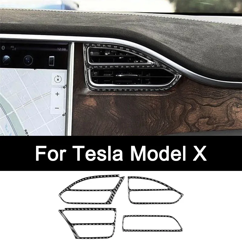 

For Tesla Model X, Premium Carbon Fiber Central Control Instrument Vent Sticker Interior Modification Accessories Luxury Upgrade