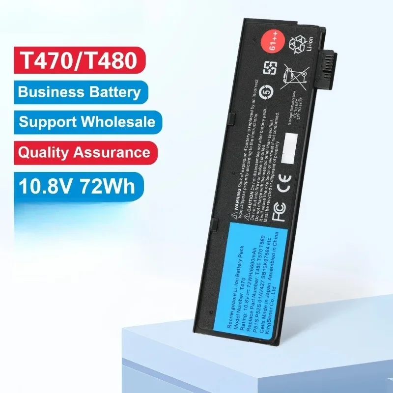 VBCX10.8V 6600mAh Laptop Battery for Lenovo ThinkPad T470 T480 T570 T580 P51S P52S 01AV427 01AV428 01AV423 SB10K97580 61++ view 2