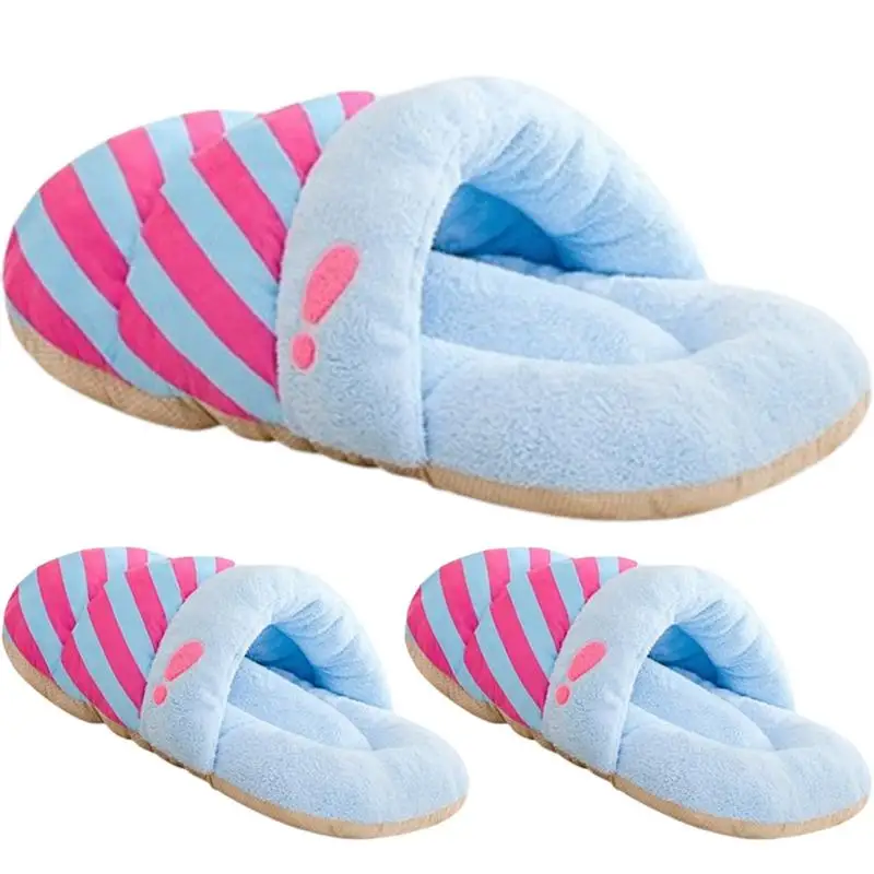 Cat House Bed Plush Winter Slippers Dog Nest Semi-Enclosed Design Pet Sleeping Tool for Dogs Cats Rabbits Warm Kitten Puppy Nest