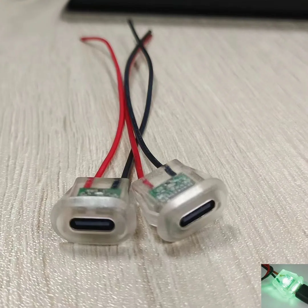 Type-C 2-pin input charging 5A female socket with LED display power waterproof USB port Type-C plug conversion