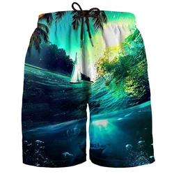 Hawaiian Beach Shorts 3d Print Surf Board Quick Dry Plants For Men Fashion Swimwear Bathing Suit Summer Swimming Hip Hop Pants