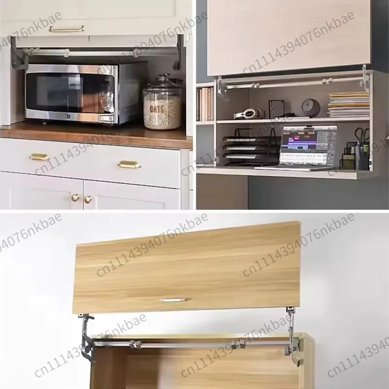 Cabinet Hydraulic Lift Support System, Vertical Parallel Swing Stay Fitting For Kitchen Flip Up Cabinet Door Opening Mechanism