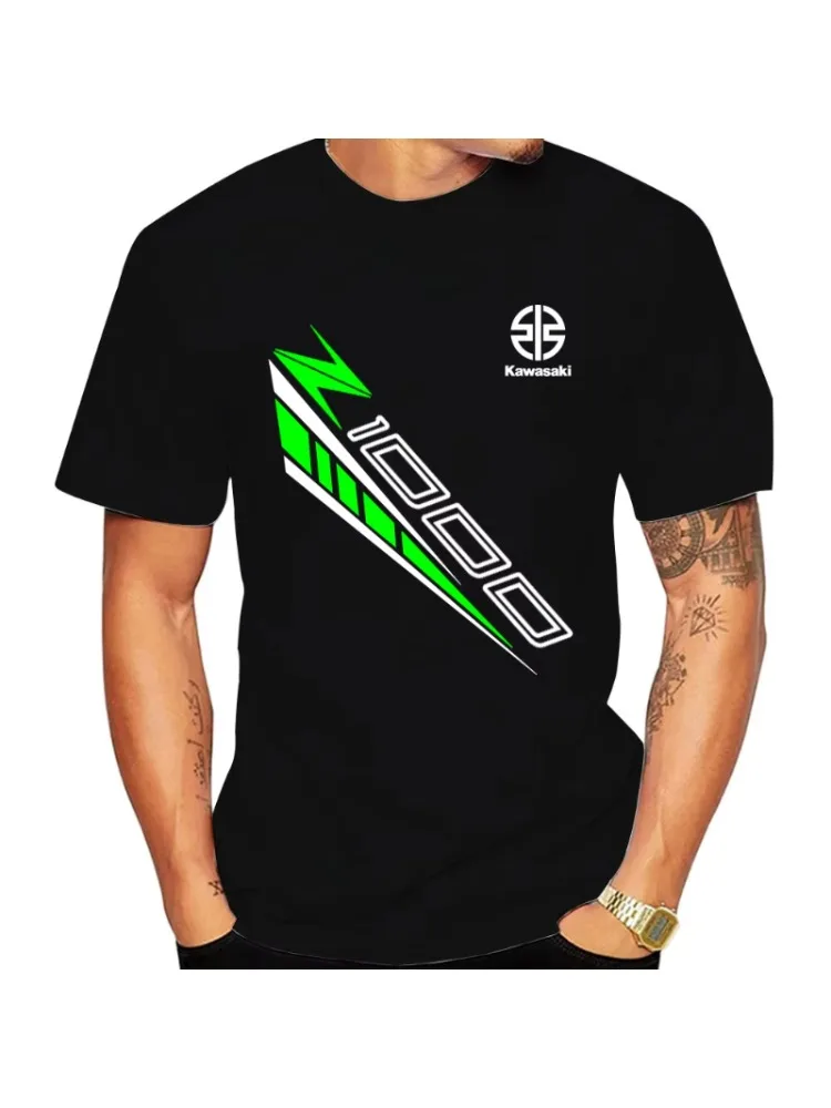 AliExpress 2025 Kawasaki Z1000 Men's Summer pure cotton T-shirt Women's outdoor new T-shirt Street Casual couple jogging top