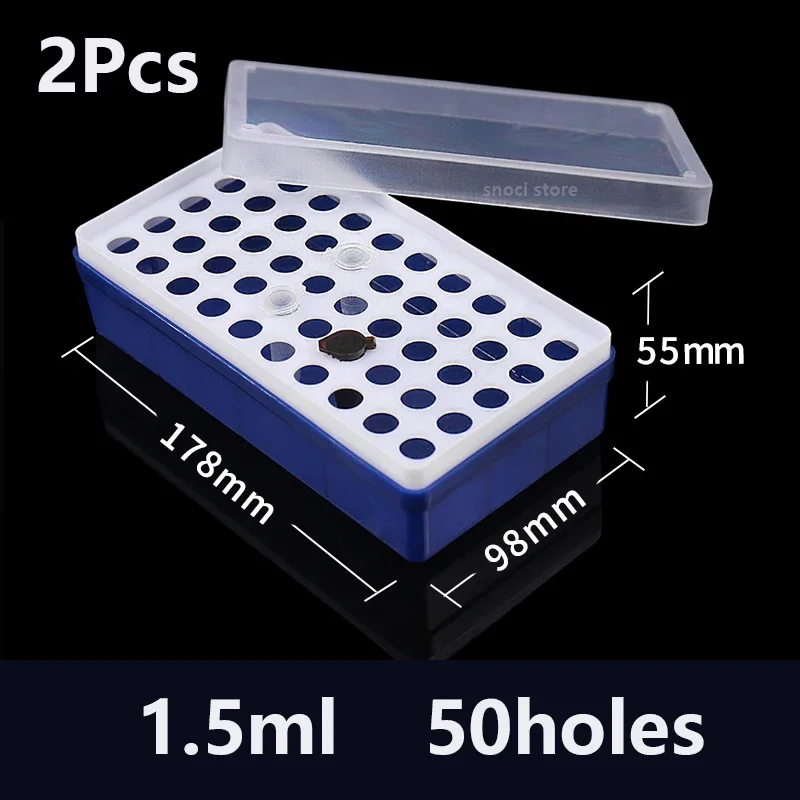 2pcs 1.5ml Plastic Micro Centrifuge Tube box Stand test Holder Tubes Box 50 Position Lab Sockets Tube