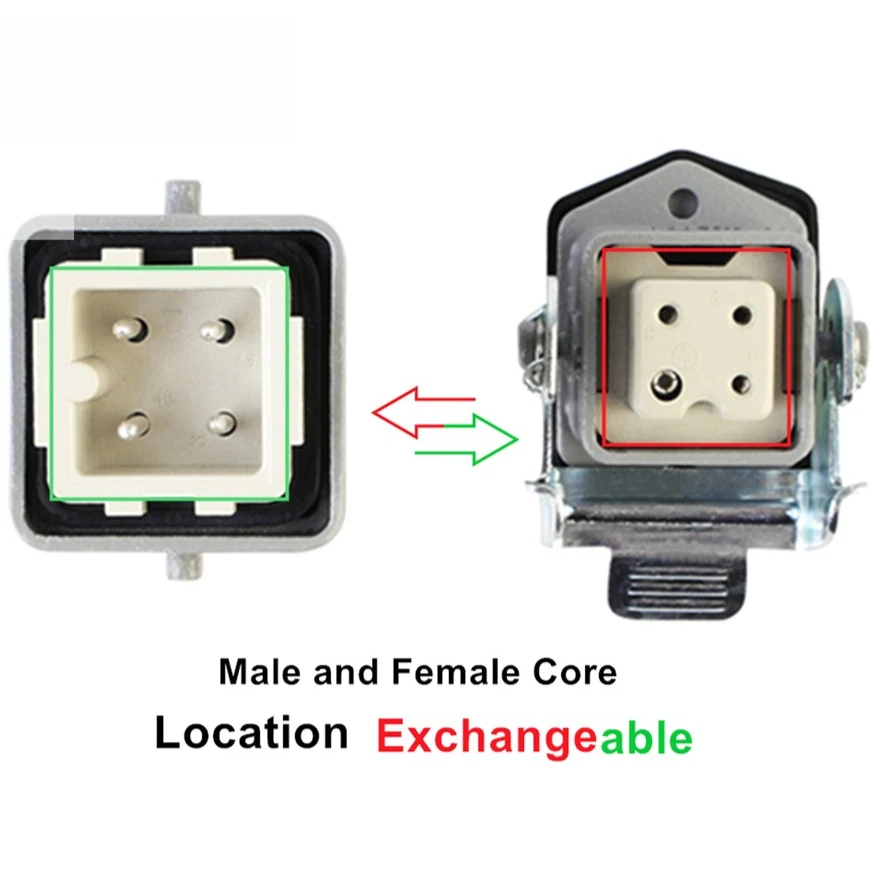 الثقيلة موصل الطيران التوصيل المقبس مستطيلة الصناعية HA- سلسلة 4 5 6 8 دبوس مقاوم للماء IP65 ذكر أنثى 10A 16A #5
