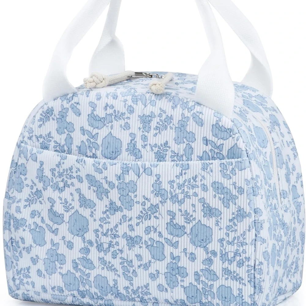 

Lunch Bag Reusable Large Capacity Cooler Bag for Adult, Small Leakproof Cute Corduroy Lunch Tote for Work Office Travel Picnic