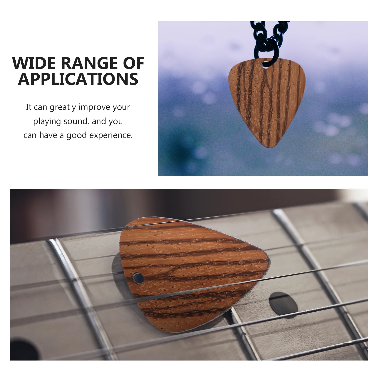 

Wooden Pendant Guitar Pick Shaped Decorative Creative Music Instrument Pick Practical Fingertip Guard Accessory For Guitar Bass