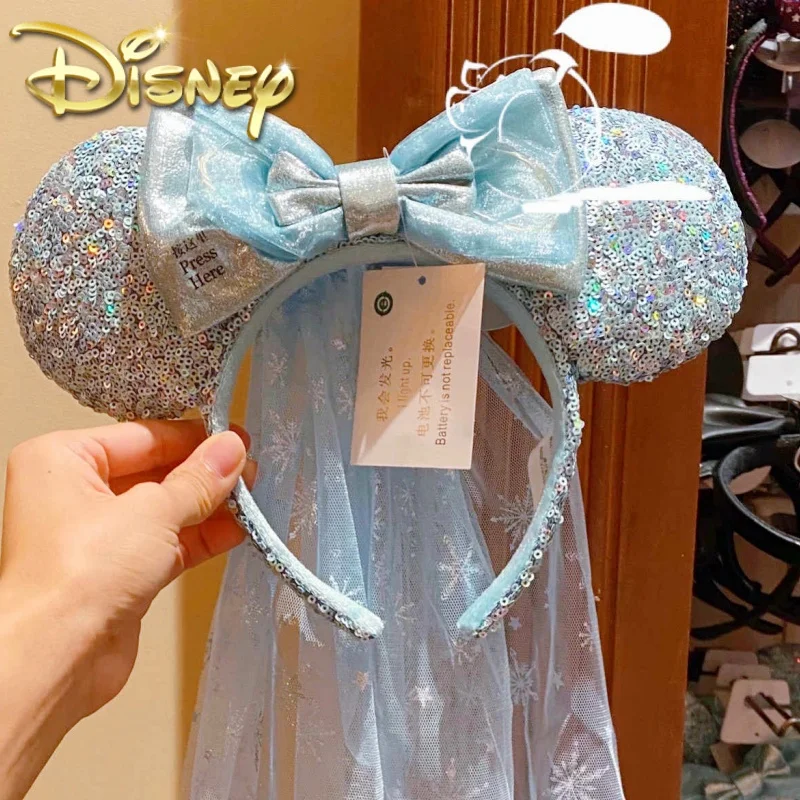 

Original Disney Princess Cinderella Ear Headband Can Emit Light Rapunzel Adults Shanghai Disneyland Park Hair Hoop Girl Gifts
