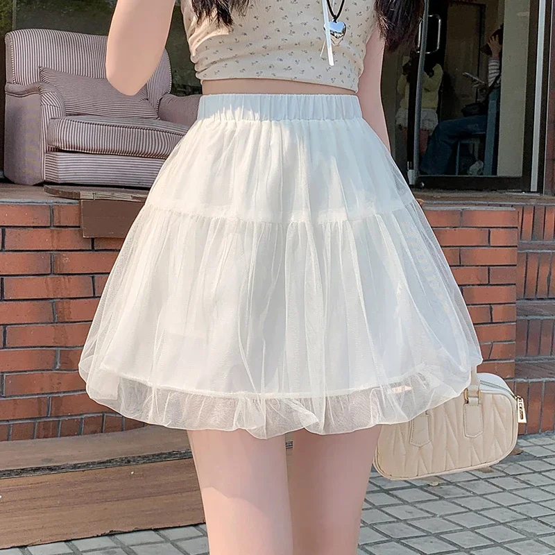 

2025 Pleated Puffy Short Skirt Women Summer A-Line Mini Skirt Korean Fashion Style Flower Bud Skirt Sweet Streetwear Y2k