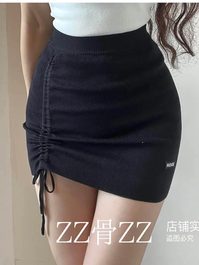 Summer New Street Casual Style Drawstring Pleated Irregular Wrap Hip Skirt Fashion Sexy Sweet Women Mini Skirts Women PAC7